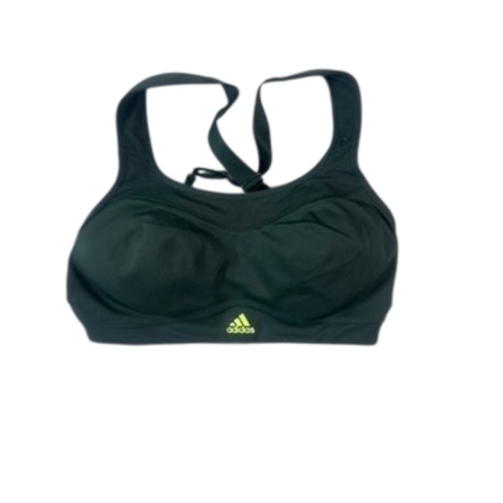 adidas High Support Sports Bra Green Black Neon 3-Stripe XS